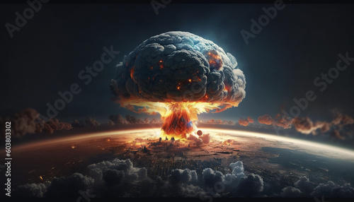 nuclear explosion on the city photo