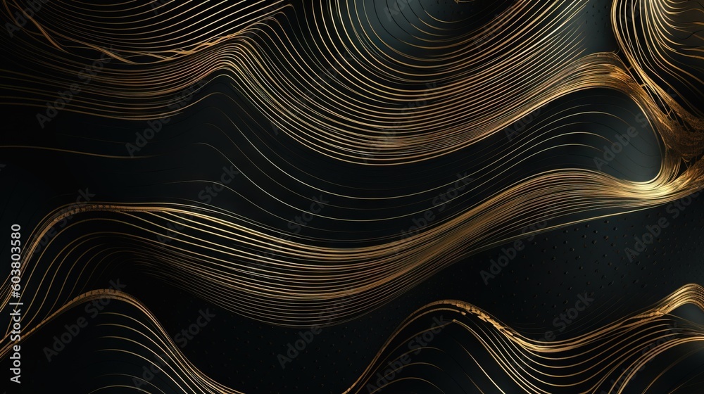 a black and gold background with a wavy pattern on it's side and a ...