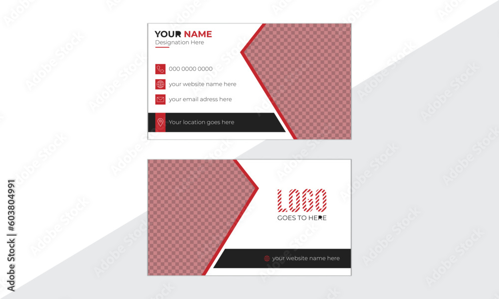 Professional double sided simple and creative business card design with photo place holder Professional double sided simple and creative business card design with photo place holder