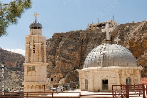 The Convent of Saint Thecla is a Greek Orthodox convent in Maaloula, Syria. It is administered by the Greek Orthodox Patriarchate of Antioch. Built in 1935. Syria. photo