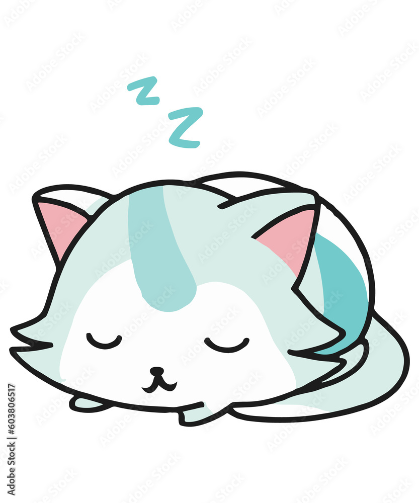 Cute Sleeping Cat Cartoon Illustration Cute Sleeping Cat Cartoon Illustration