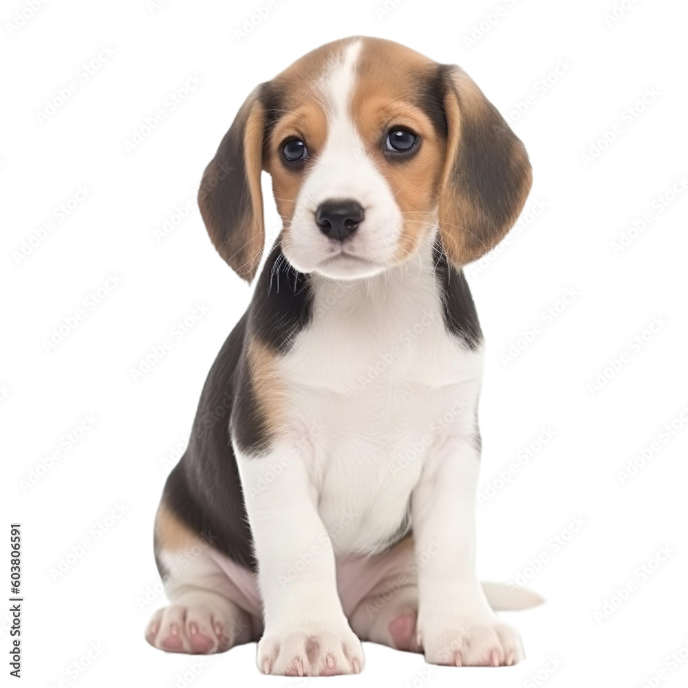 baby dog puppy beagle  on a transparent background, Generative ai