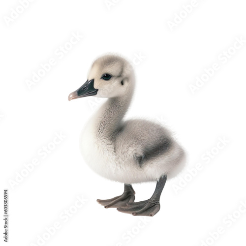 Fototapeta Naklejka Na Ścianę i Meble -  baby swan on a transparent background, Generative ai