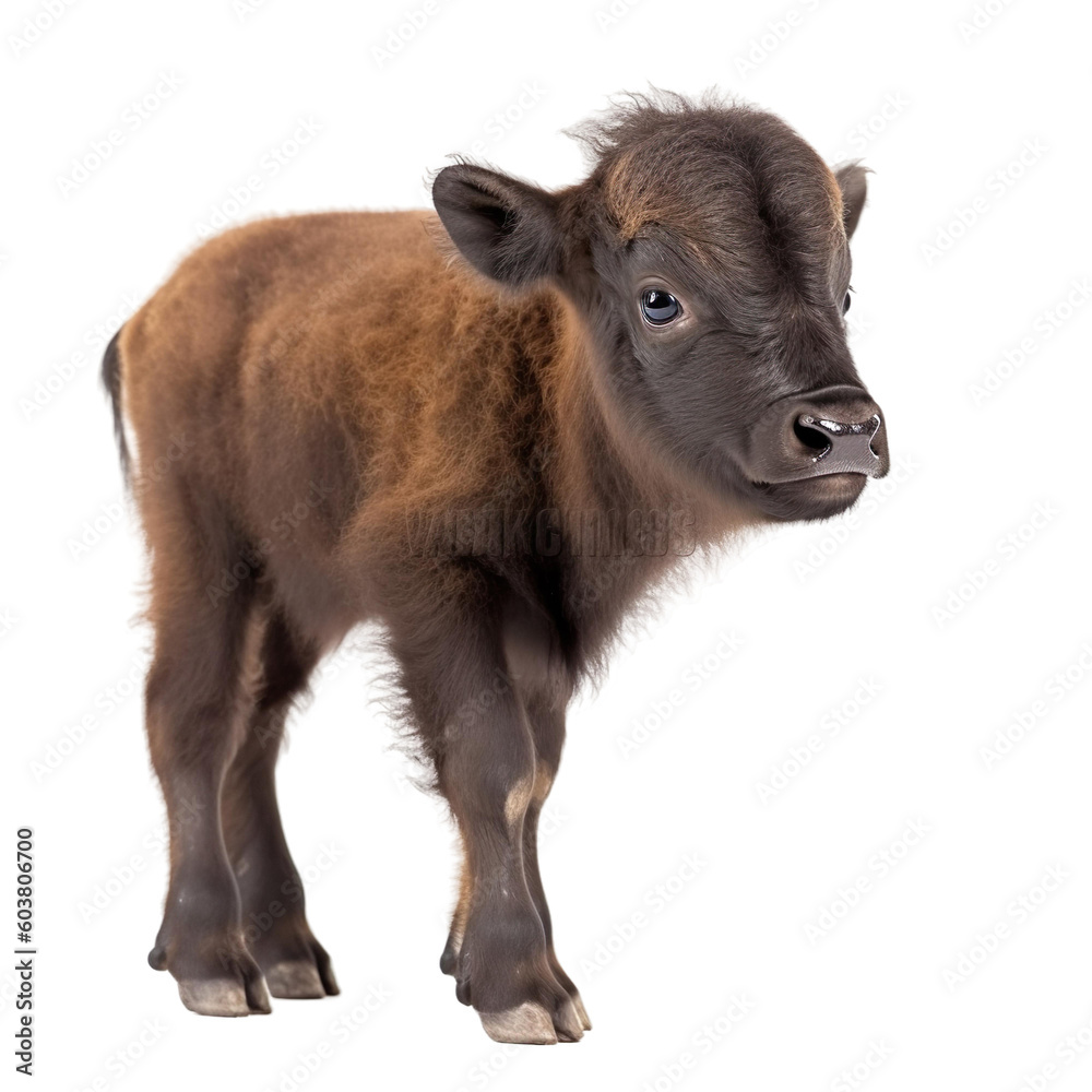 baby buffalo on a transparent background, Generative ai baby buffalo on a transparent background, Generative ai