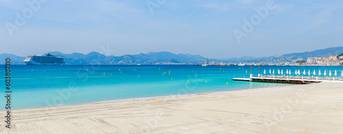 Panorama of Cannes Croisette beach, Cote d'Azur, France, South Europe