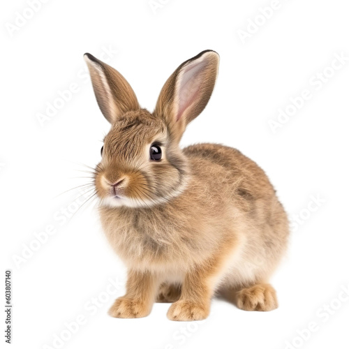 baby hare on a transparent background, Generative ai