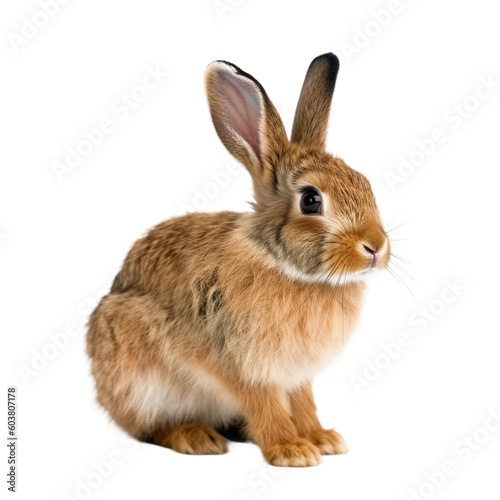 baby hare on a transparent background, Generative ai