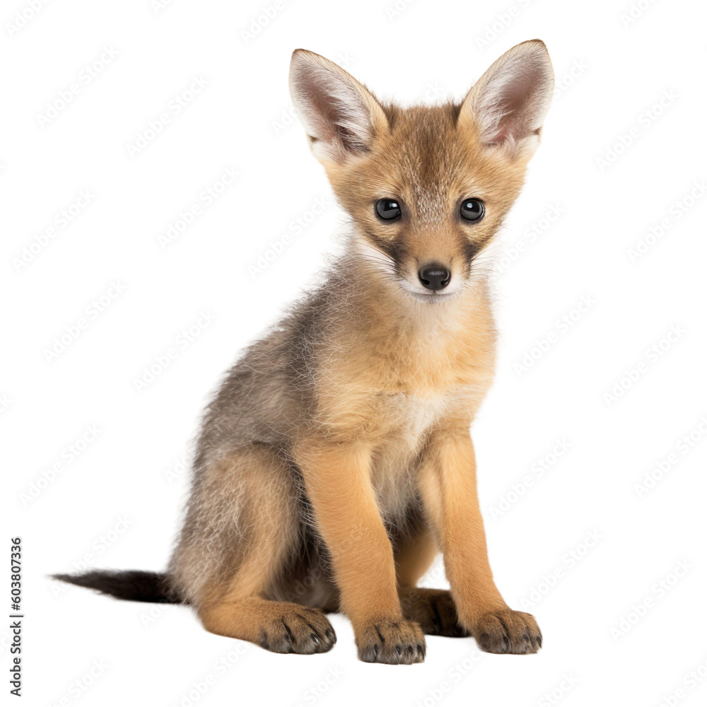 Obraz premium baby jackal on a transparent background, Generative ai