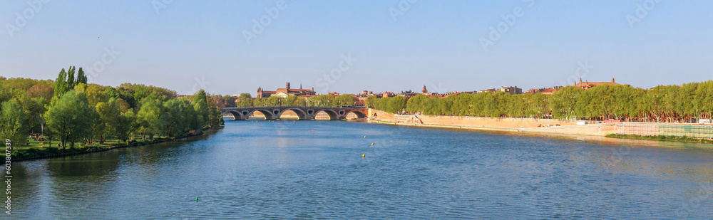 Panoramic view of Toulouse city and Garonne river. France, Europe