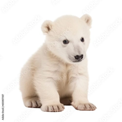 baby polar bear on a transparent background, Generative ai