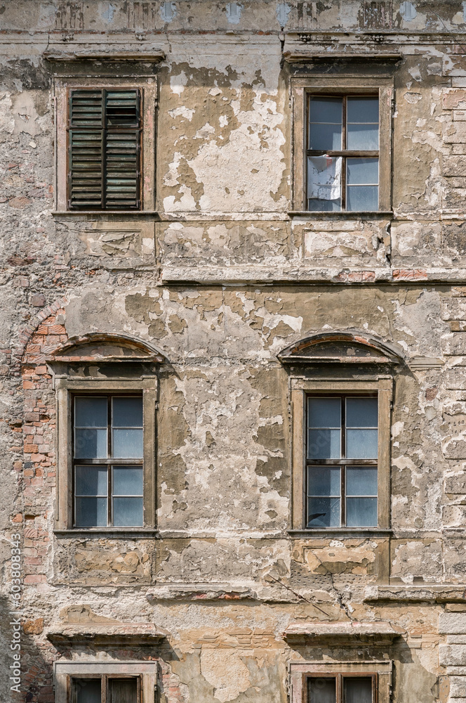 old windows in building