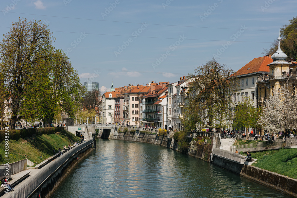 Ljubljanica river in Ljubljana, Slovenia