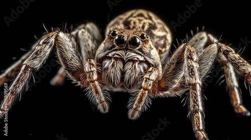 A spider isolated on a black background. Generative AI