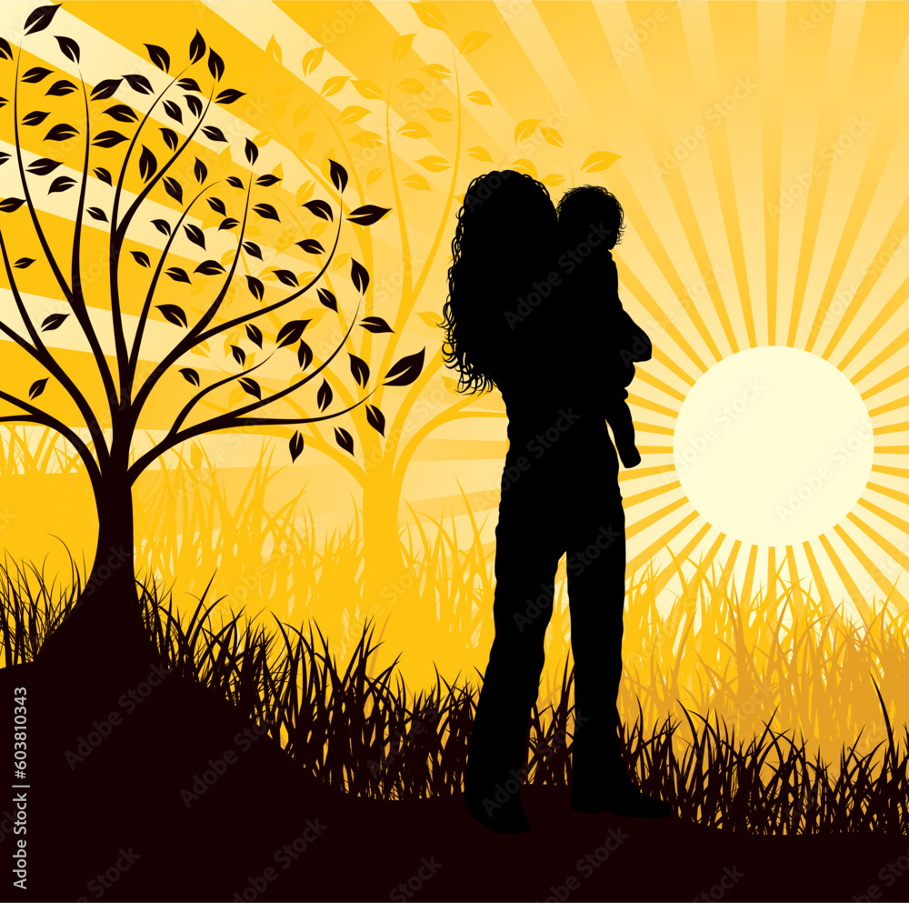 Fotografie Happy family, vector illustration