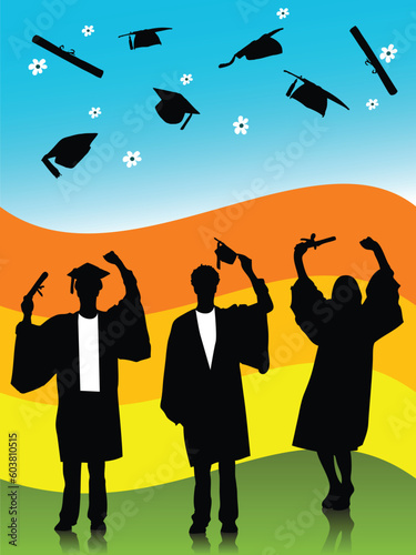 illustration of  graduates  silhouettes