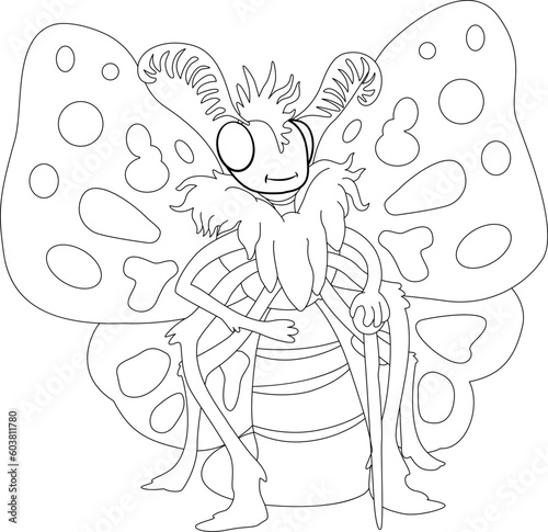  Queen Moth  Butterfly Drawing For Coloring  Line Art  Cartoon Cute Character