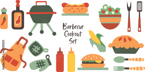 Barbecue Cookout Food and Drink Illustrations