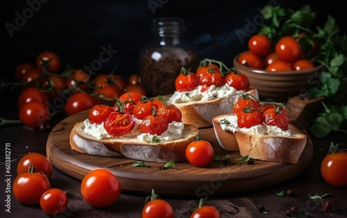bruschetta with cream cheese created with Generative AI technology