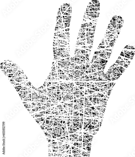 Vector illustration of a hand with line grunge