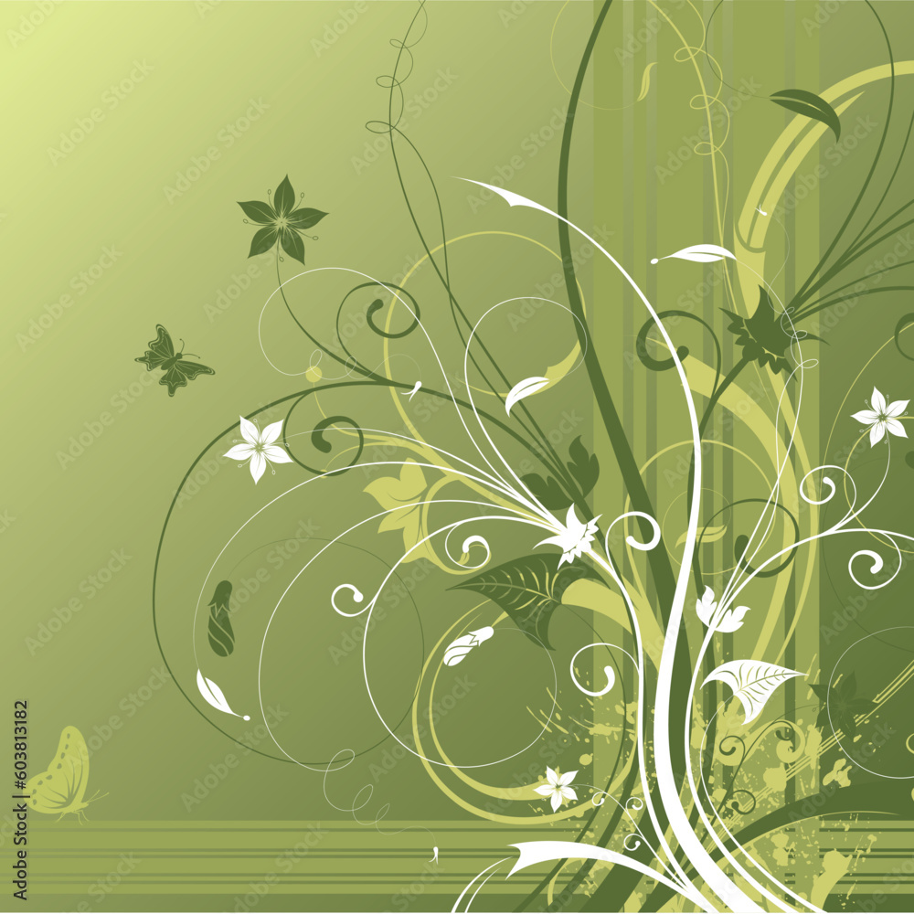 Abstract flower background with butterfly, element for design, vector illustration Abstract flower background with butterfly, element for design, vector illustration