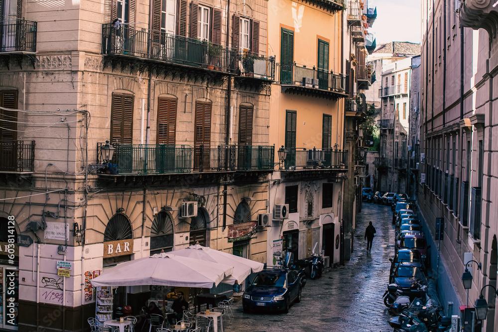 Morning street in an Italian city