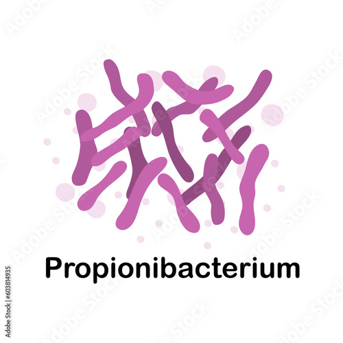Propionibacterium. Microorganisms. Medicine and health. Cartoon. Microbiota. Microbiome. Vector stock illustration. Isolated.Bacteria in the body.