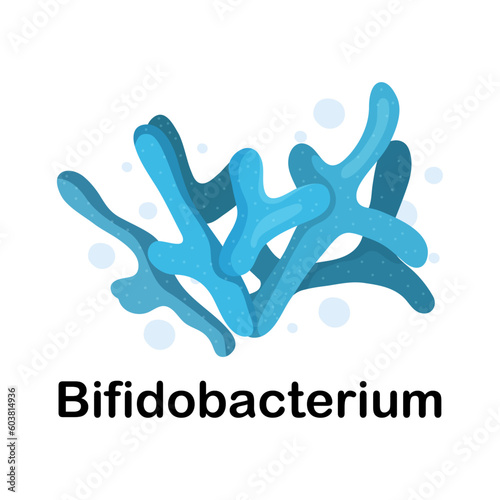 bacteria in the body. Microorganisms. Medicine and health. Cartoon. Microbiota. Microbiome. Vector stock illustration. Bifidobacteria. The science. isolated