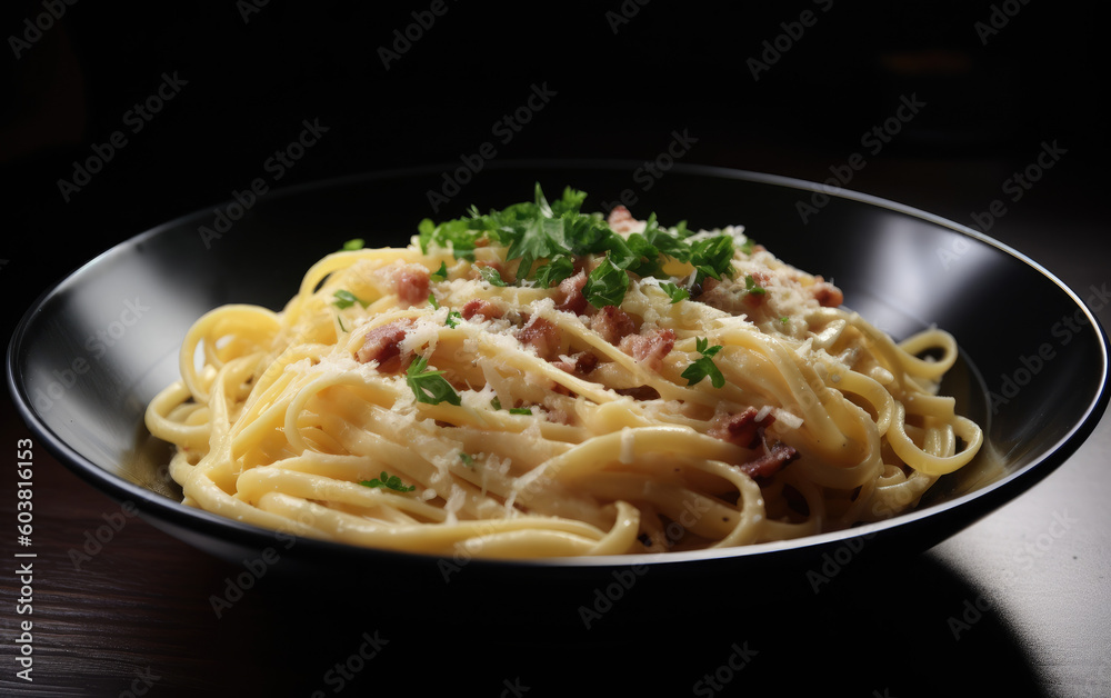 pasta carbonara created with Generative AI technology