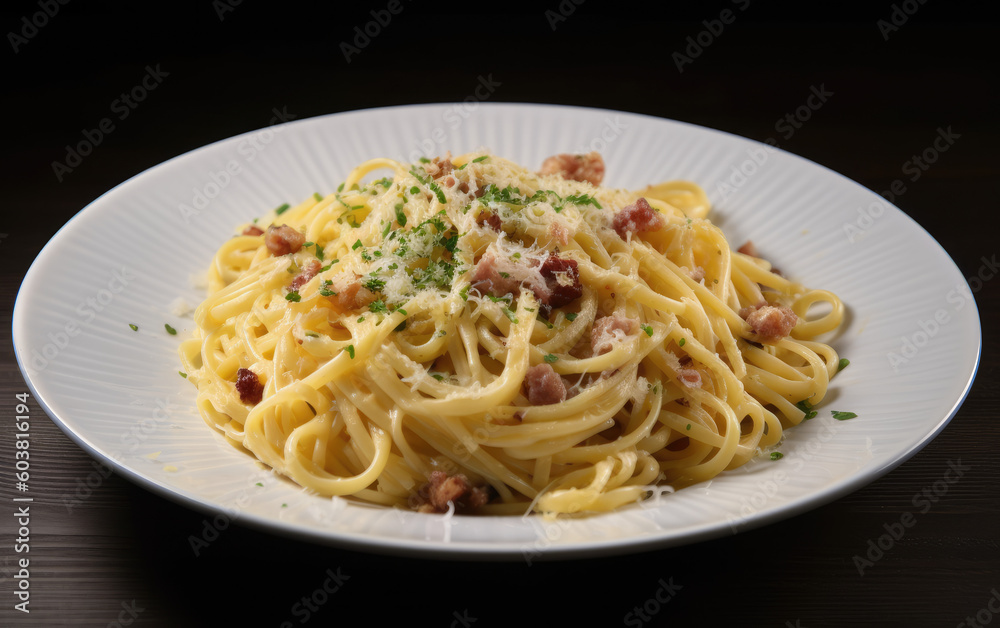 pasta carbonara created with Generative AI technology