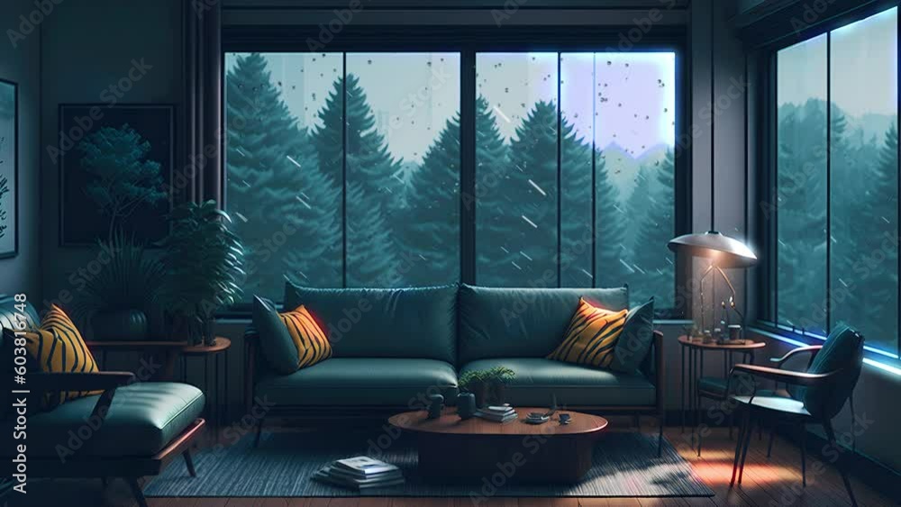 stream overlay loop, animated virtual backgrounds, cozy living room