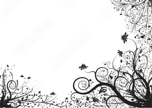 Floral element for design with blots, vector illustration