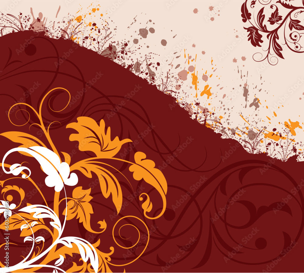 Grunge paint floral chaos, element for design, vector illustration