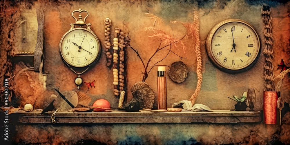 Vintage Wallpaper Banner with some Utensils in the Style of Meticulous ...