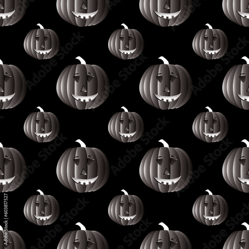 illustrated halloween background in mono black and white that seamless repeats