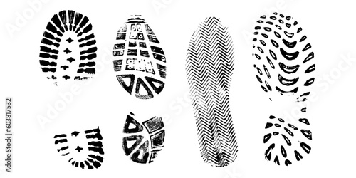 4 Isolated BootPrints - Highly detailed vector of walking shoes photo