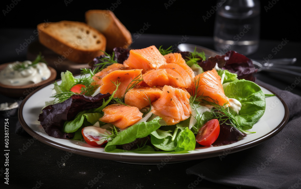 smoked salmon salad created with Generative AI technology smoked salmon salad created with Generative AI technology