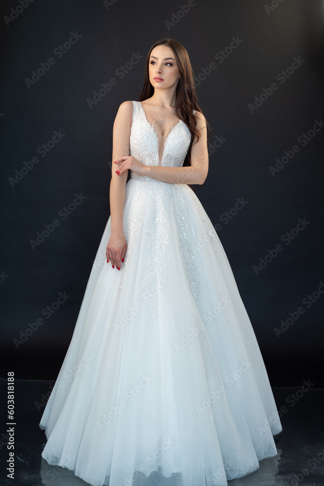 Stylish fashion woman bride wedding dress