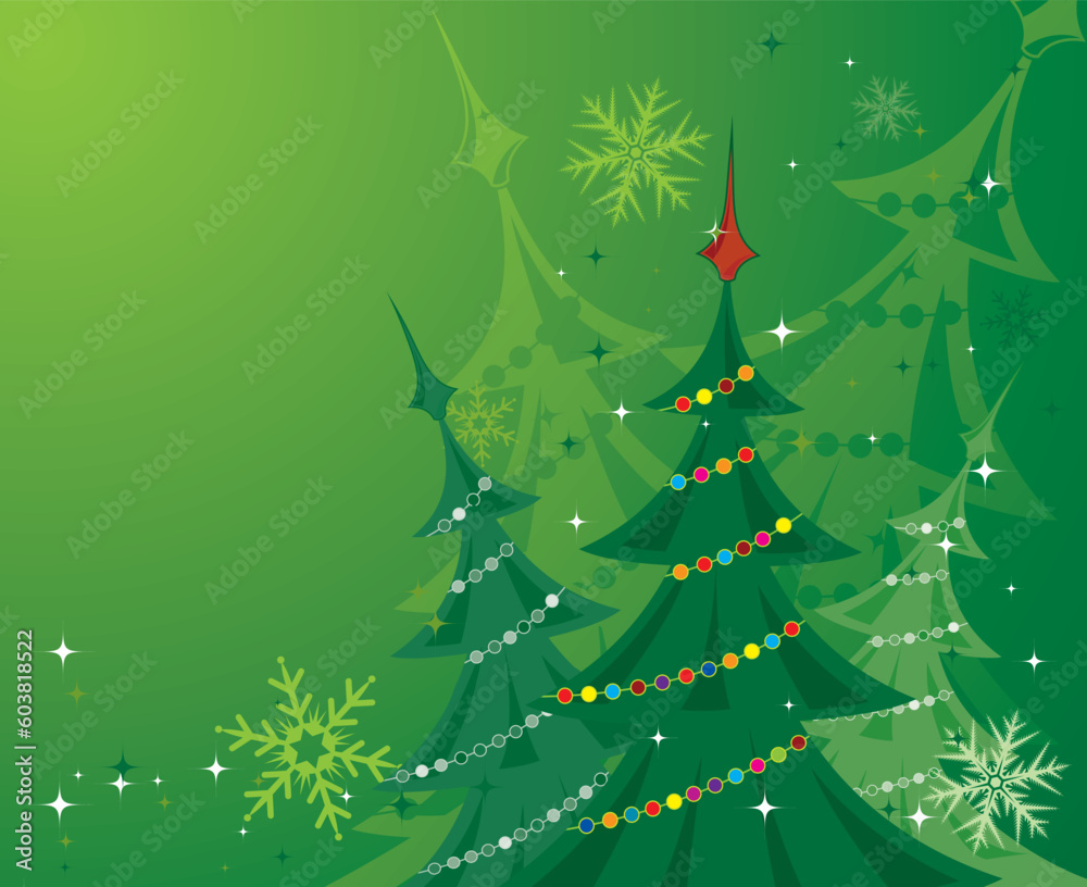 Christmas background with trees, element for design, vector illustration