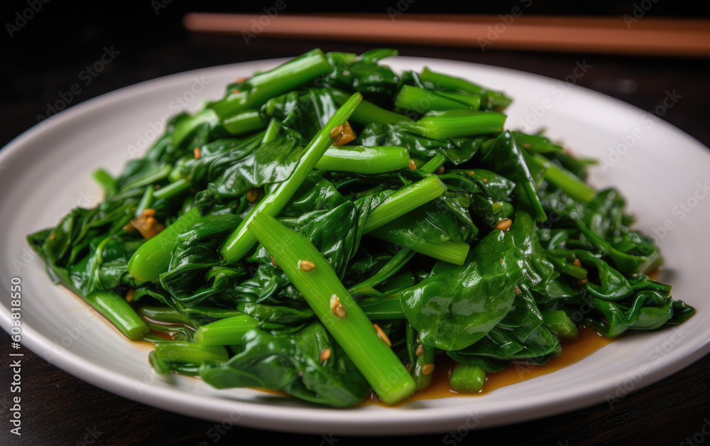 stir fried green vegetable created with Generative AI technology stir fried green vegetable created with Generative AI technology