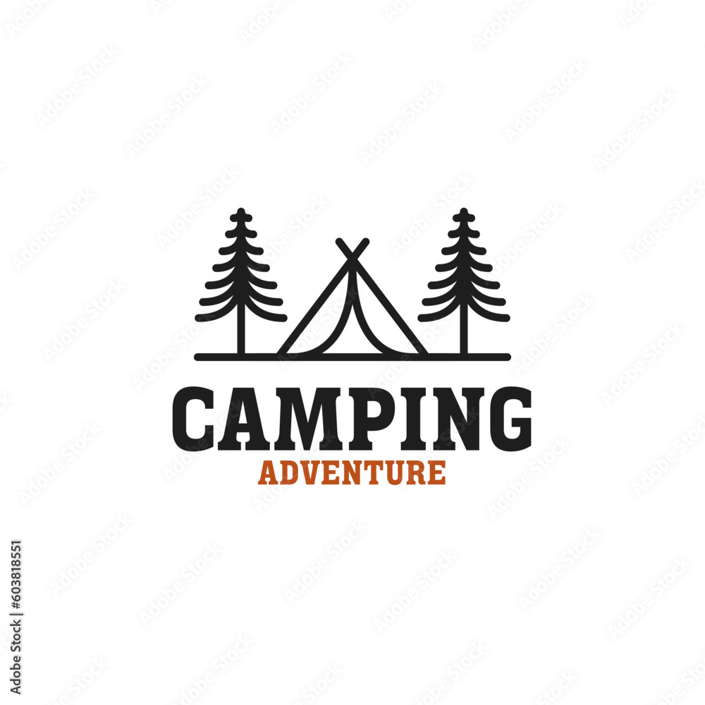 Creative outdoor logo of camping and adventure travel vacation forest design illustration idea Creative outdoor logo of camping and adventure travel vacation forest design illustration idea