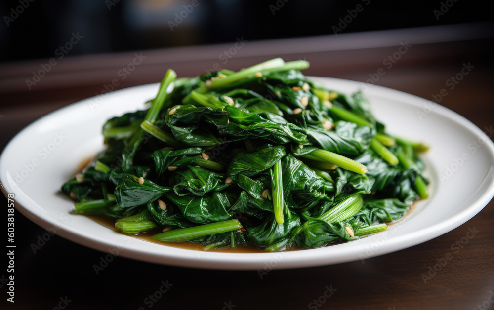 stir fried green vegetable created with Generative AI technology stir fried green vegetable created with Generative AI technology