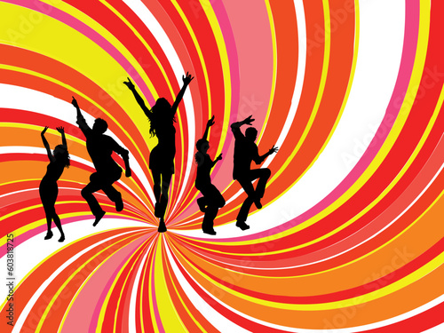 Silhouettes of people dancing