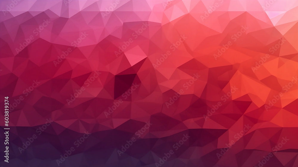 abstract background pattern of low poly crystal illustration in multi red and pink color. Generative AI