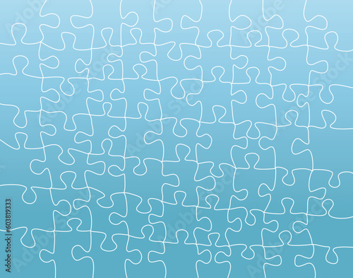 Editable vector background illustration of blue jigsaw shapes