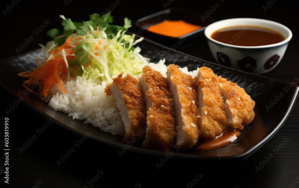 pork tonkatsu with rice created with Generative AI technology pork tonkatsu with rice created with Generative AI technology