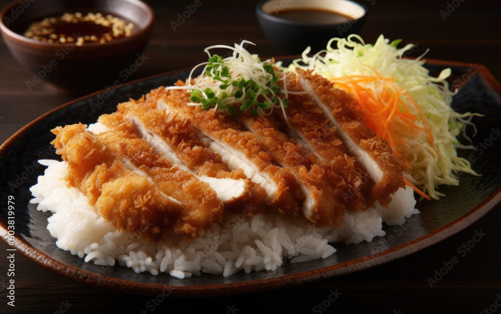pork tonkatsu with rice created with Generative AI technology pork tonkatsu with rice created with Generative AI technology