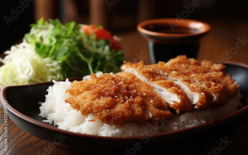 pork tonkatsu with rice created with Generative AI technology