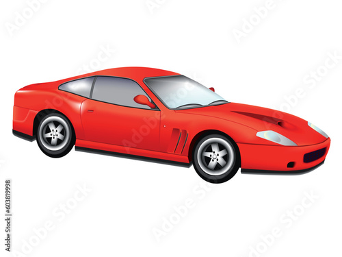 The sports red car on a white background - a vector