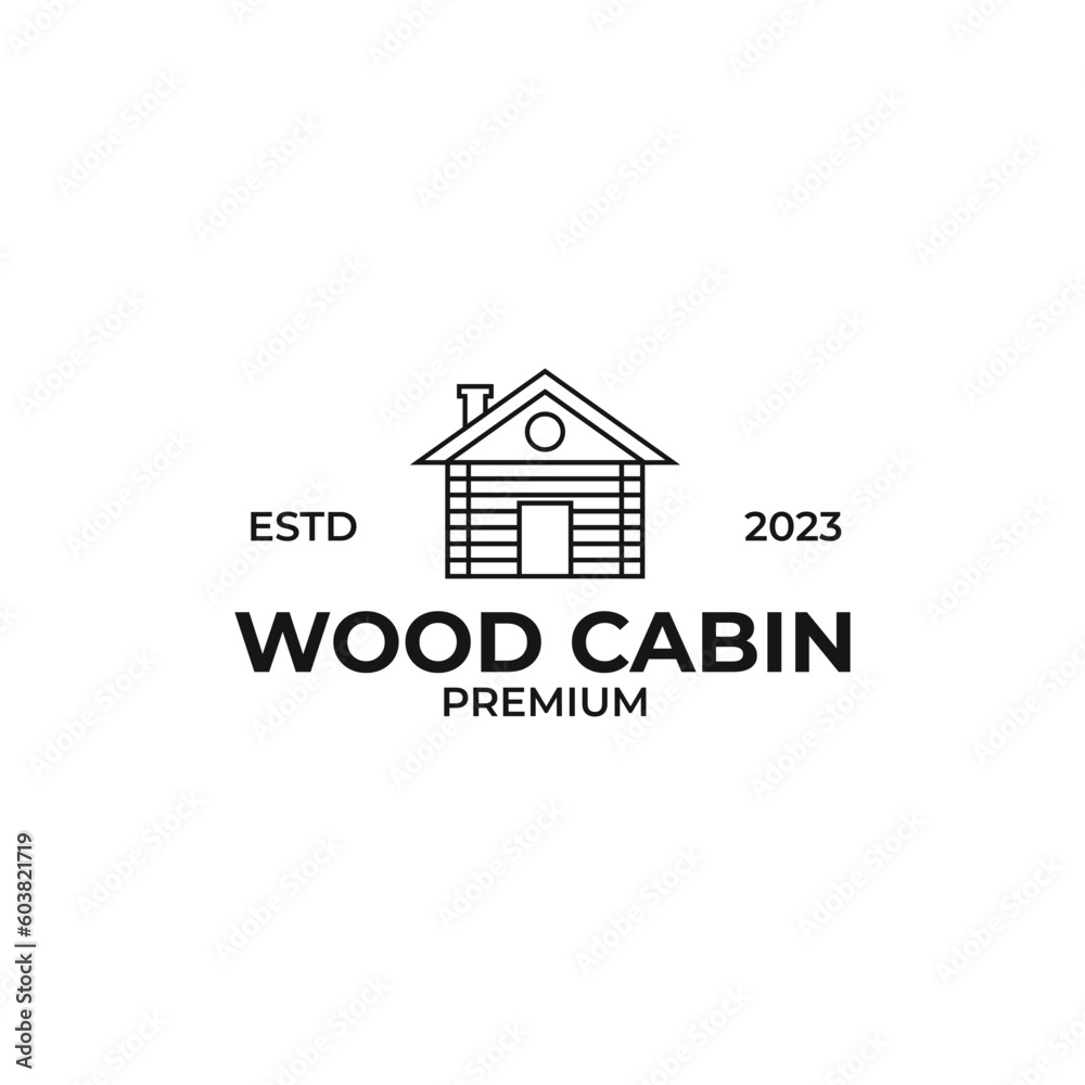 Creative vintage home wood cabin logo design illustration idea