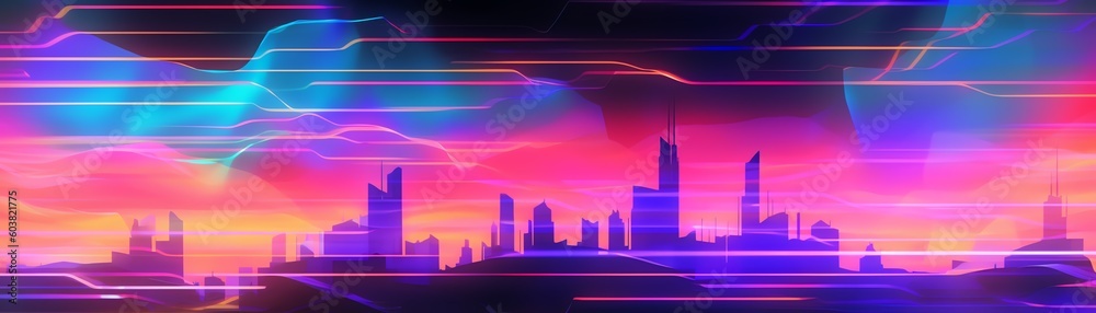 panorama of the city glowing background